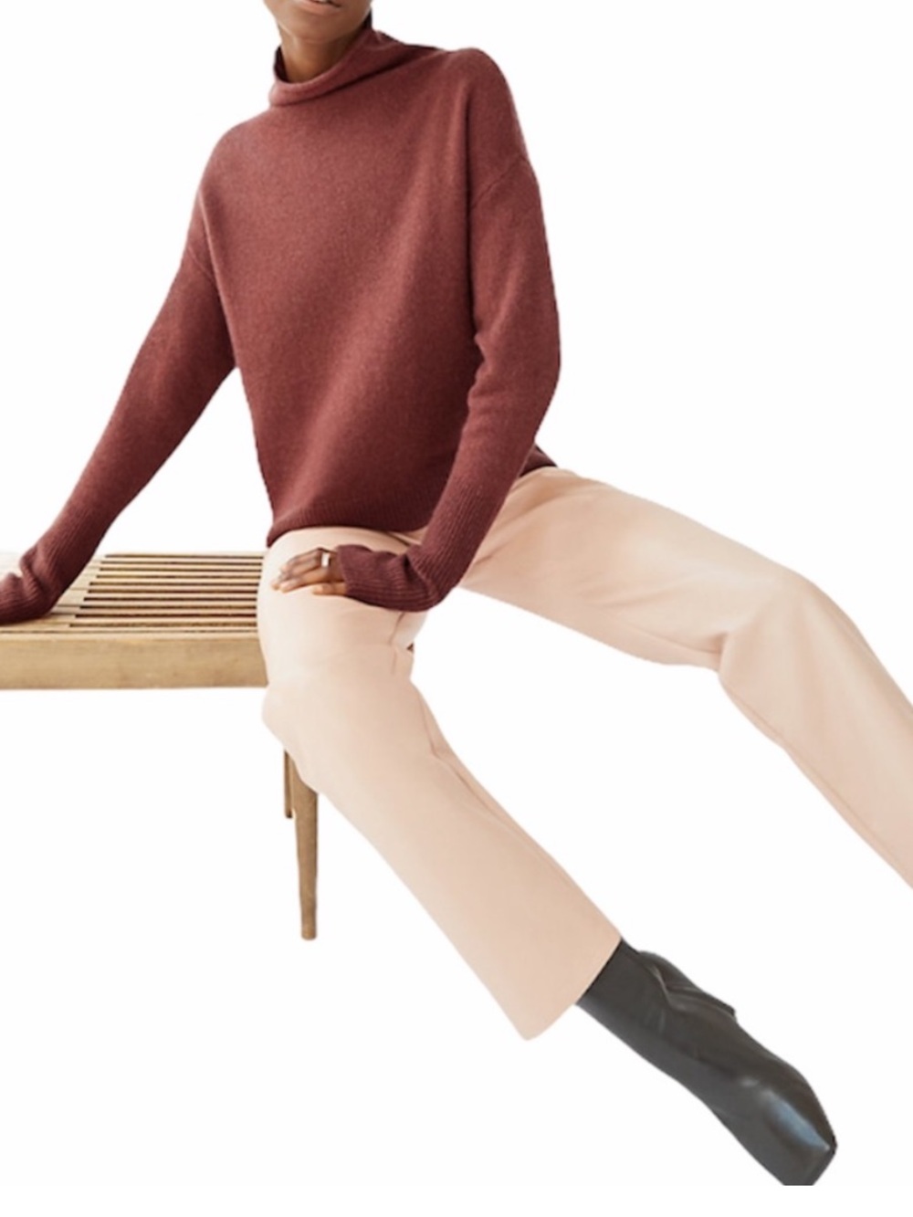Aritzia Wilfred cashmere Rust Turtleneck Sweater
